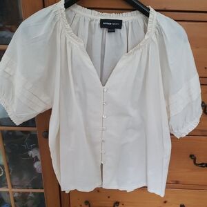 Fifteen Twenty Cream Blouse with Button Detail Xs